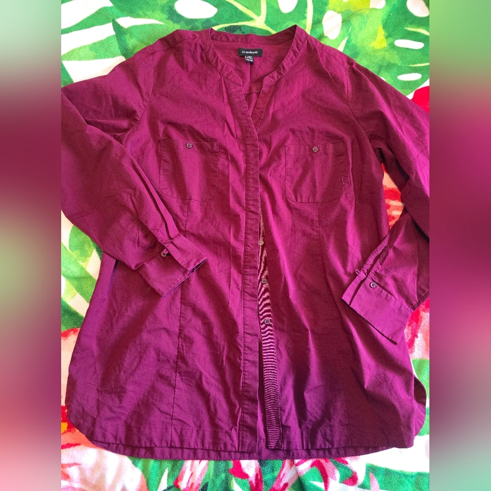 Le Chateau mandarin collar XXL Tall Button Down Blouse
